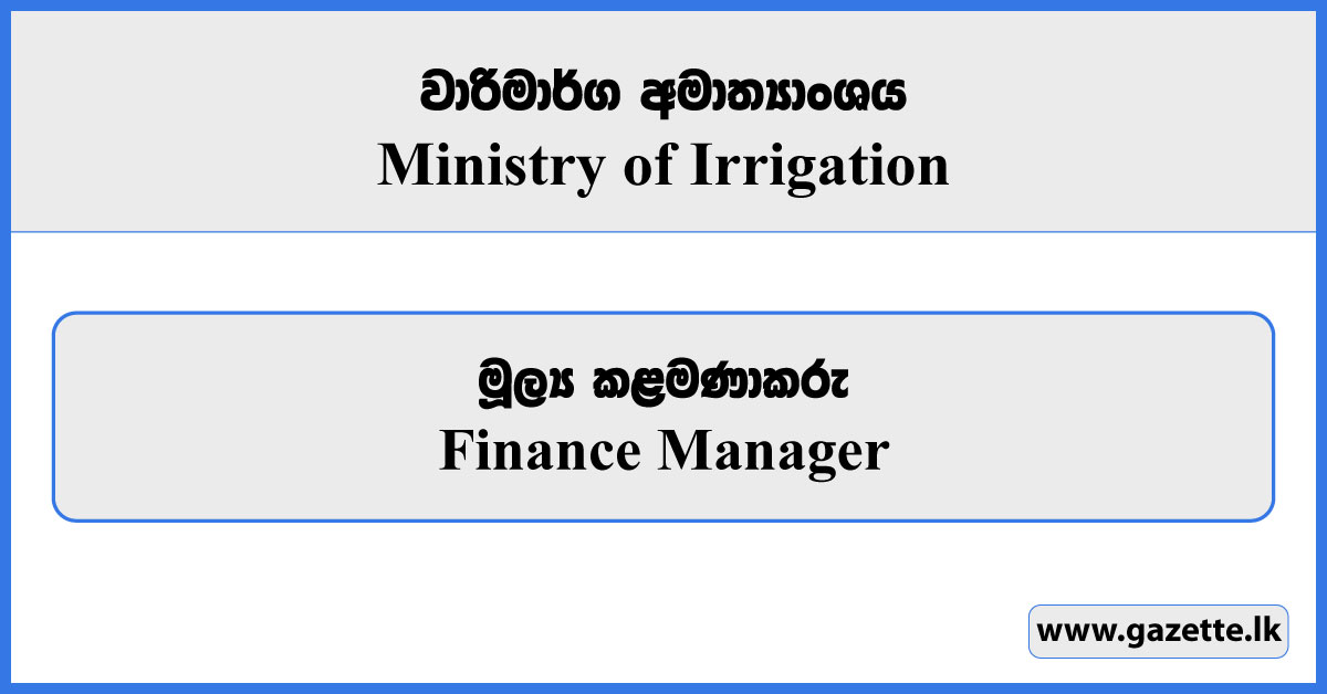 Finance Manager - Ministry of Irrigation Vacancies 2024