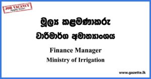 Finance Manager - Ministry of Irrigation Vacancies 2023
