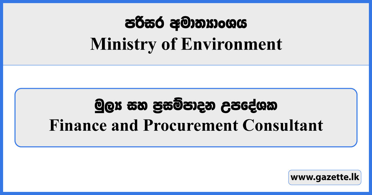 Finance and Procurement Consultant - Ministry of Environment Vacancies 2023