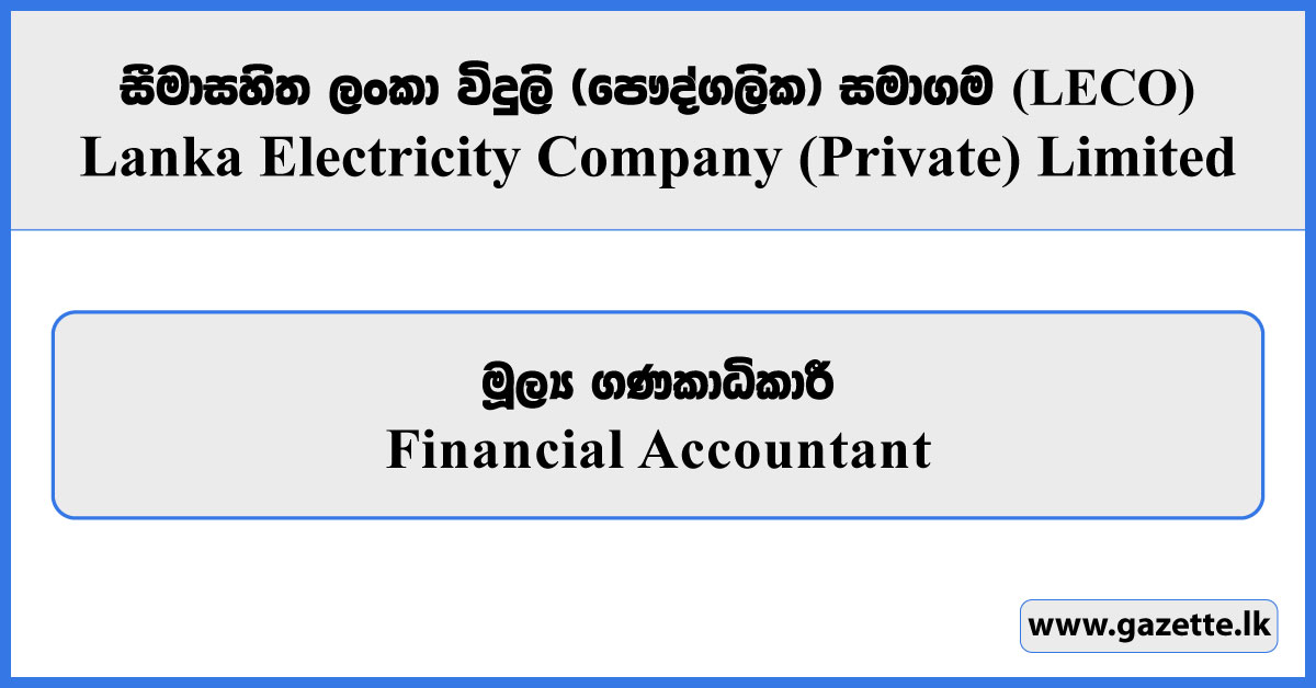 Financial Accountant - LECO Vacancies 2026