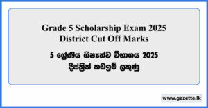2025 Grade 5 Scholarship Exam District Cut Off Marks