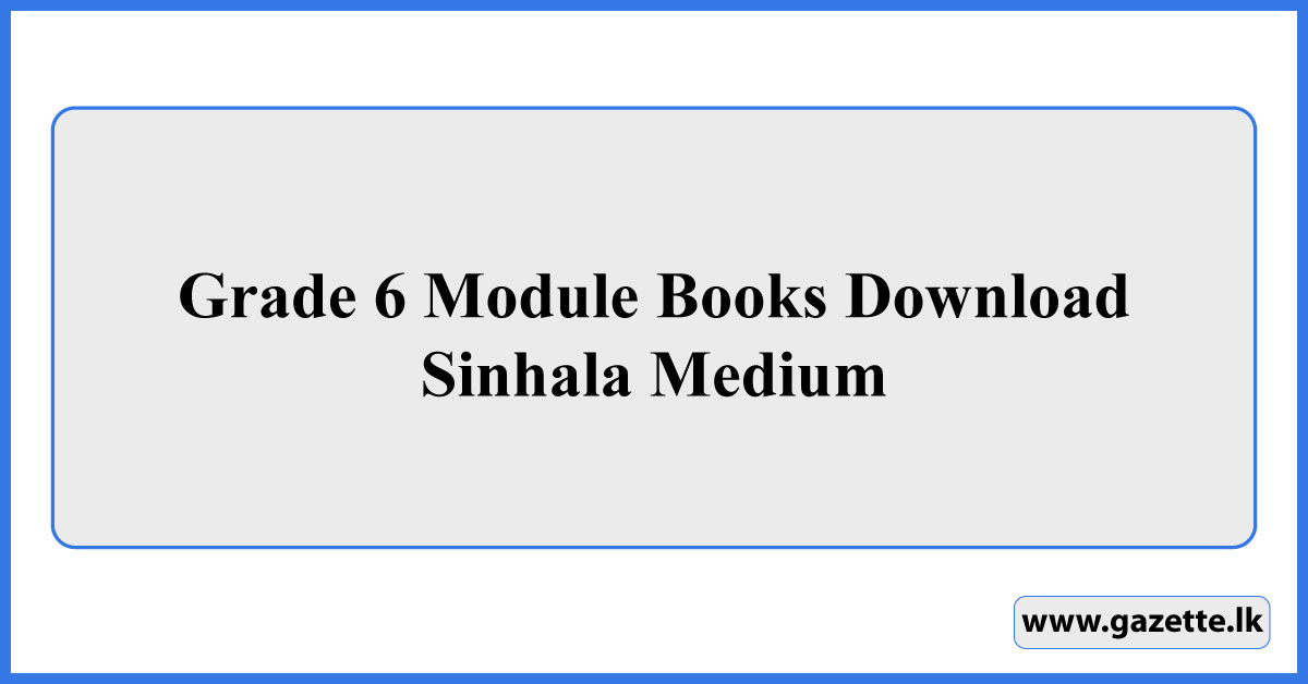 Grade 6 Module Books Download - Sinhala Medium