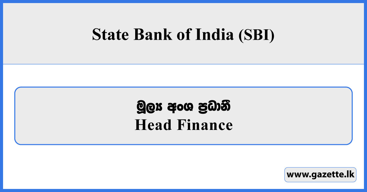 Head Finance - State Bank of India Vacancies 2026