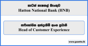 Head of Customer Experience - Hatton National Bank Vacancies 2024