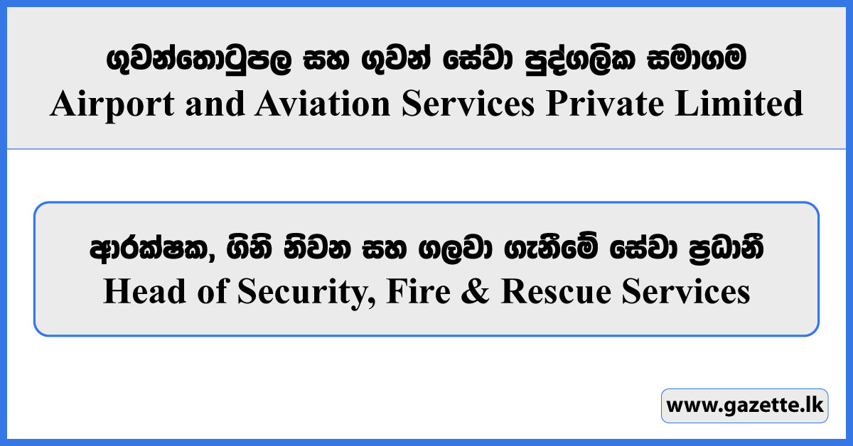 Head of Security, Fire & Rescue Services - Airport and Aviation Services Private Limited Vacancies 2026