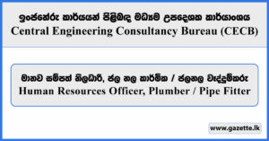 Human Resources Officer, Plumber / Pipe Fitter - Central Engineering Consultancy Bureau Vacancies 2026