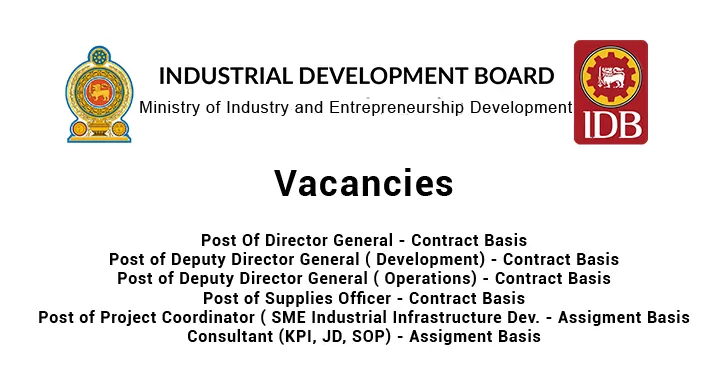 Project Coordinator, Consultant, Supplies Officer, Director General - Industrial Development Board Vacancies 2026