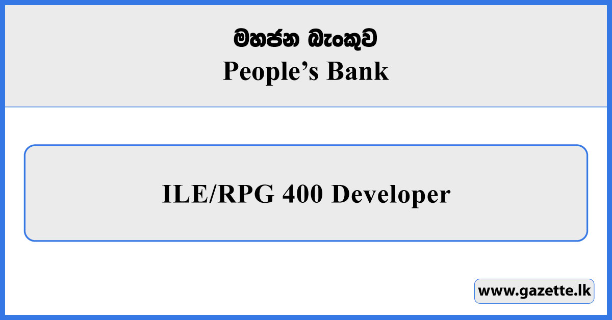 ILE/RPG 400 Developer - Peoples Bank Vacancies 2025