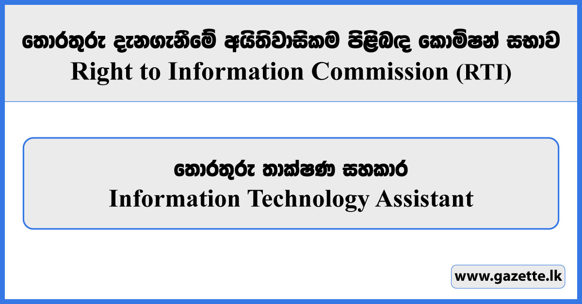 IT Assistant - Right to Information Commission Vacancies 2026