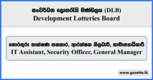 IT Assistant, Security Officer, General Manager - Development Lotteries Board Vacancies 2026