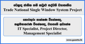 IT Specialist, Management Specialist, Project Director - Trade National Single Window System Project Vacancies 2024