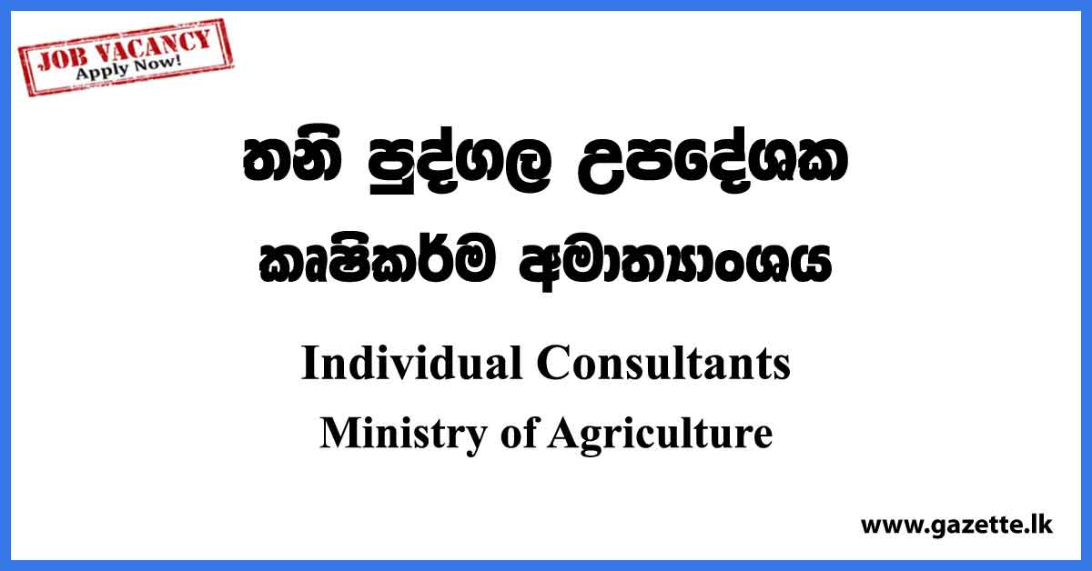 Individual Consultants - Ministry of Agriculture Vacancies 2023