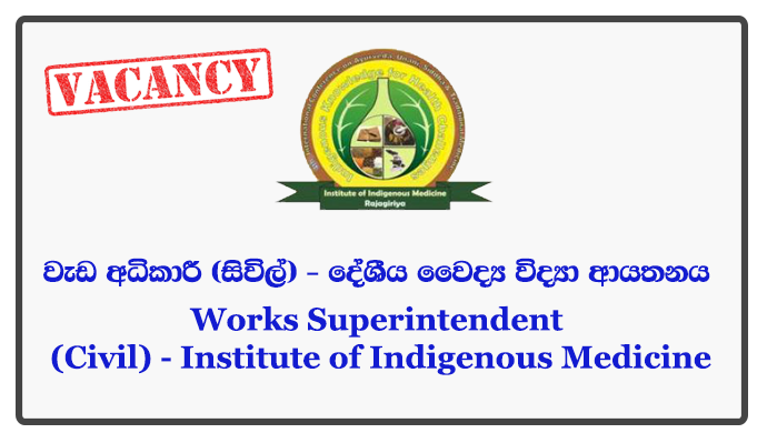 Works Superintendent (Civil) - Institute of Indigenous Medicine