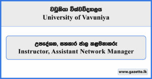 Instructor, Assistant Network Manager - University of Vavuniya Vacancies 2025