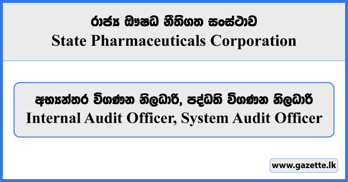 Internal Audit Officer, System Audit Officer - State Pharmaceuticals Corporation Vacancies 2024