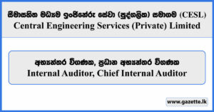 Internal Auditor - Central Engineering Services (Private) Limited Vacancies 2026