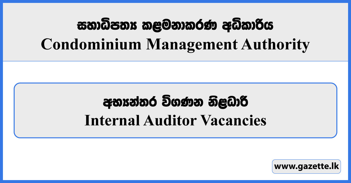 Internal Auditor - Condominium Management Authority Vacancies 2024