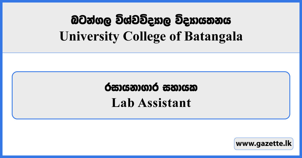 Lab Assistant - University College Batangala Vacancies 2026
