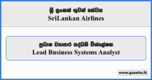 Lead Business Systems Analyst - SriLankan Airlines Vacancies 2026