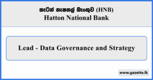 Lead (Data Governance and Strategy) - Hatton National Bank Vacancies 2026