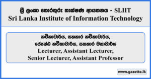 Lecturer, Assistant Lecturer, Senior Lecturer, Assistant Professor - SLIIT Vacancies 2026