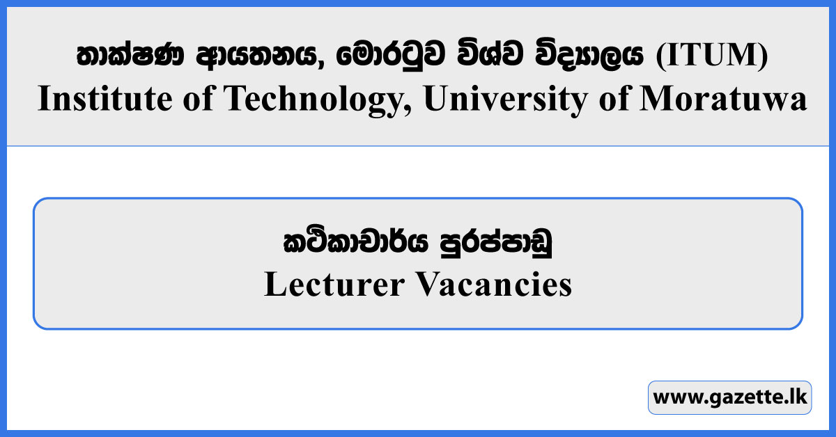 Lecturer - ITUM Vacancies 2025