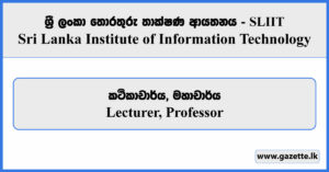 Lecturer, Professor - SLIIT Vacancies 2026