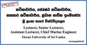 Lecturer, Senior Lecturer, Assistant Lecturer, Chief Marine Engineer - Ocean University Vacancies 2023