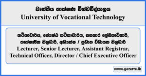 Lecturer, Registrar, Technical Officer, Director, Chief Executive Officer - University of Vocational Technology Vacancies 2024