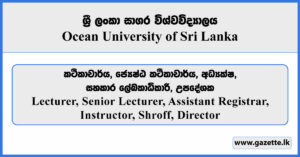 Lecturer, Senior Lecturer, Assistant Registrar, Instructor, Shroff, Director - Ocean University of Sri Lanka Vacancies 2025