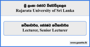 Lecturer, Senior Lecturer - Rajarata University Vacancies 2023