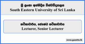 Lecturer, Senior Lecturer - South Eastern University of Sri Lanka Vacancies 2024