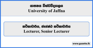 Lecturer, Senior Lecturer - University of Jaffna Vacancies 2024
