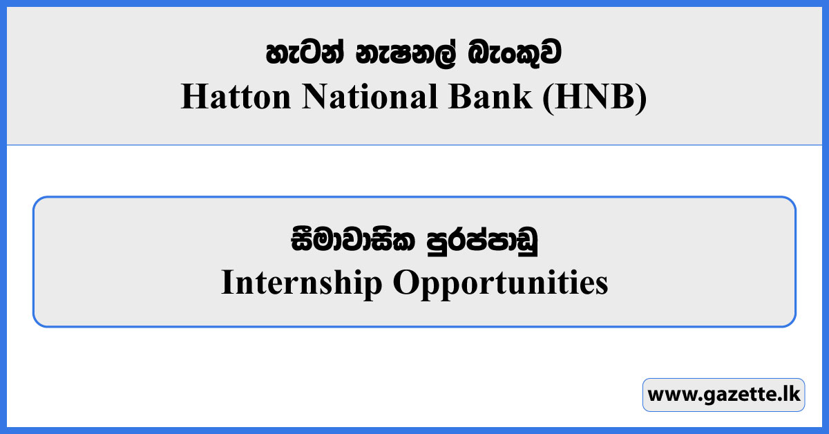 Internship Opportunities - Hatton National Bank Vacancies 2025