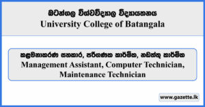 Management Assistant, Computer Technician, Maintenance Technician - University College Batangala Vacancies 2025