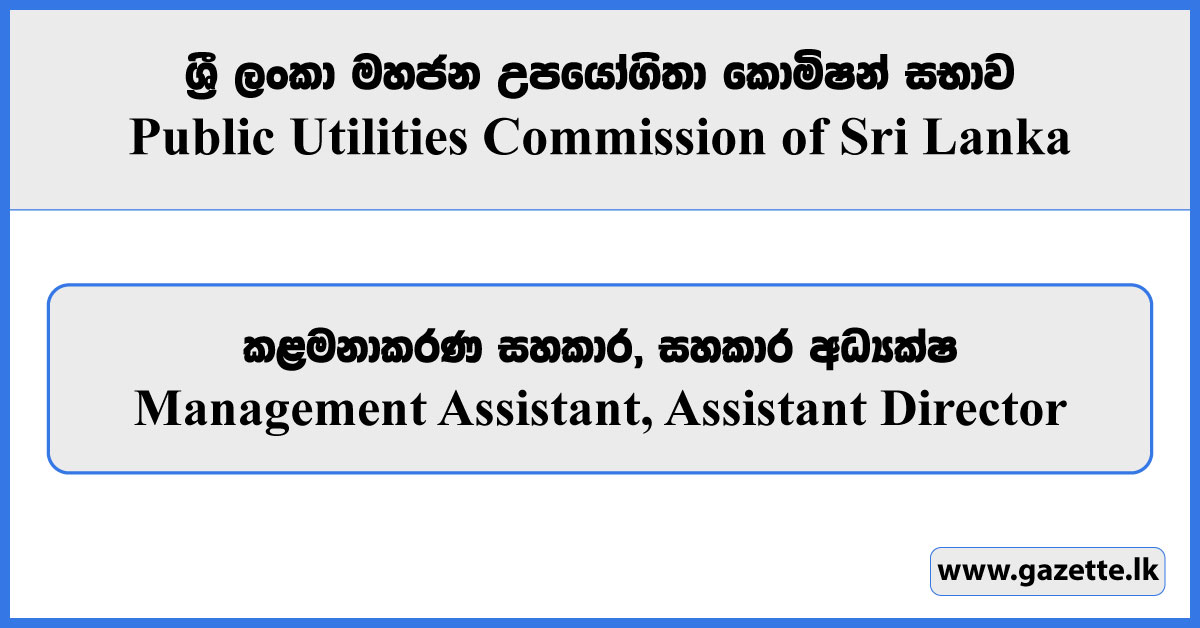 Management Assistant, Assistant Director - Public Utilities Commission Vacancies 2025