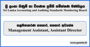 Management Assistant Vacancies 2023 - Sri Lanka Accounting and Auditing Standards Monitoring Board