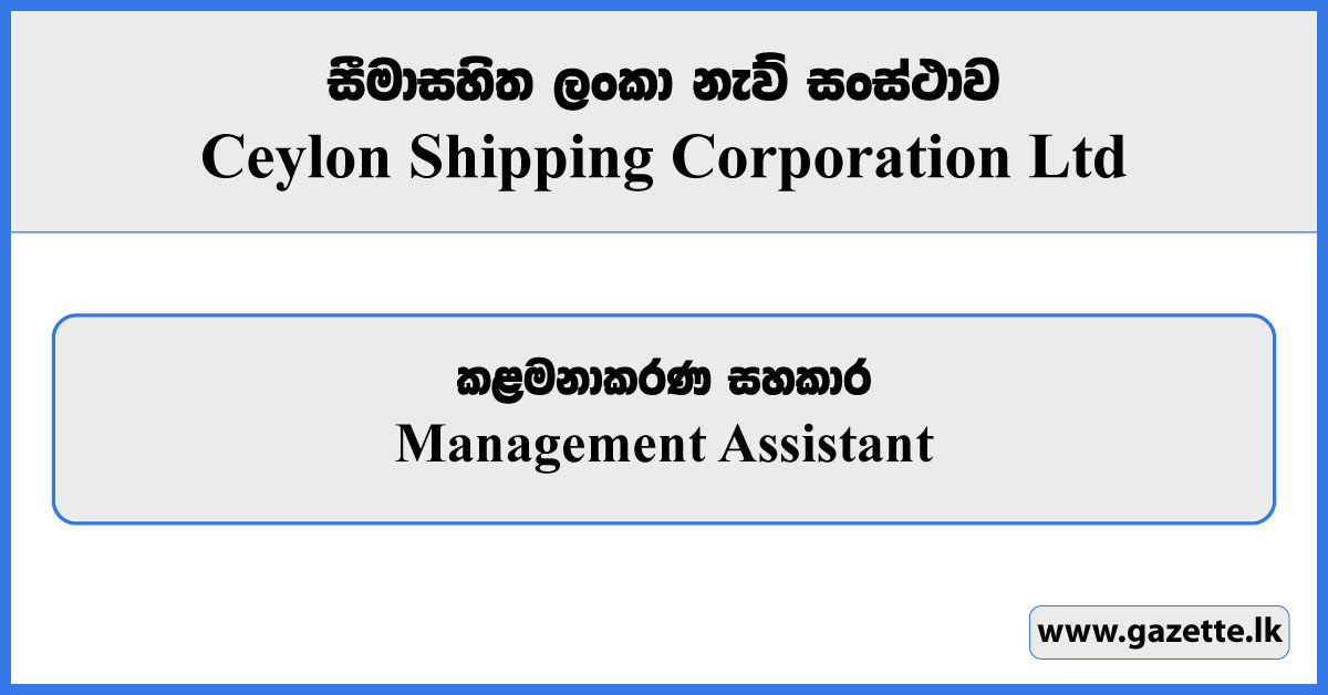 Government Management Assistant Vacancies 2023 - Ceylon Shipping Corporation Vacancies