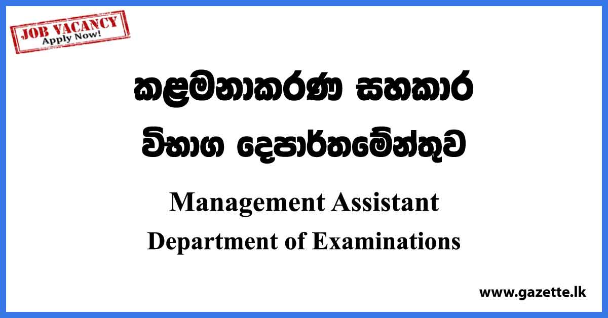 Management Assistant Vacancies - Department of Examinations Vacancies 2023