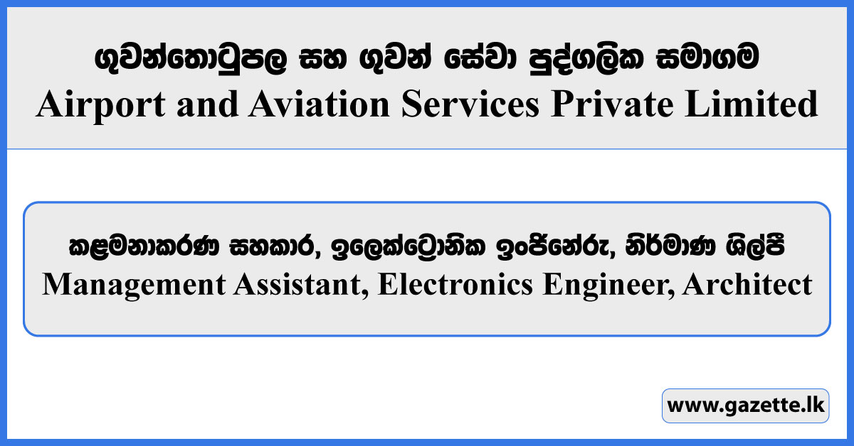 Management Assistant, Electronics Engineer, Architect - Airport and Aviation Services Private Limited Vacancies 2024