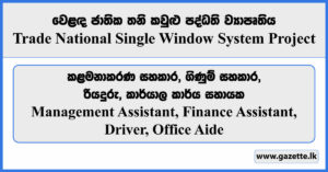 Management Assistant, Finance Assistant, Driver, Office Aide - Trade National Single Window System Project Vacancies 2024