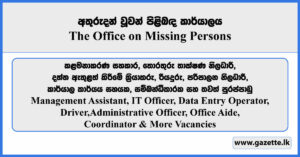Management Assistant, IT Officer, Data Entry Operator, Driver, Administrative Officer, Office Aide, Coordinator & More Vacancies - The Office on Missing Persons 2026