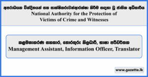 Management Assistant, Information Officer, Translator - National Authority for the Protection of Victims of Crime and Witnesses Vacancies 2024