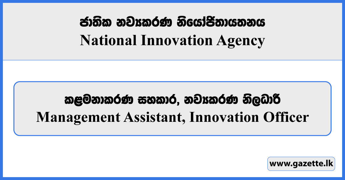 Management Assistant, Innovation Officer - National Innovation Agency Vacancies 2025