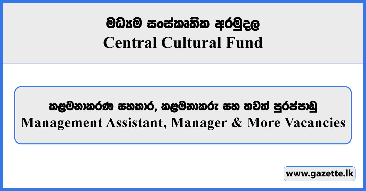 Management Assistant, Manager & More Vacancies - Central Cultural Fund 2025