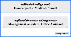 Management Assistant, Office Assistant - Homoeopathic Medical Council Vacancies 2025