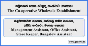 Management Assistant, Office Assistant, Store Keeper, Bungalow Assistant - Lanka Sathosa Vacancies 2026