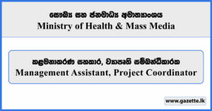 Management Assistant, Project Coordinator (PHSEP) - Ministry of Health & Mass Media Vacancies 2026