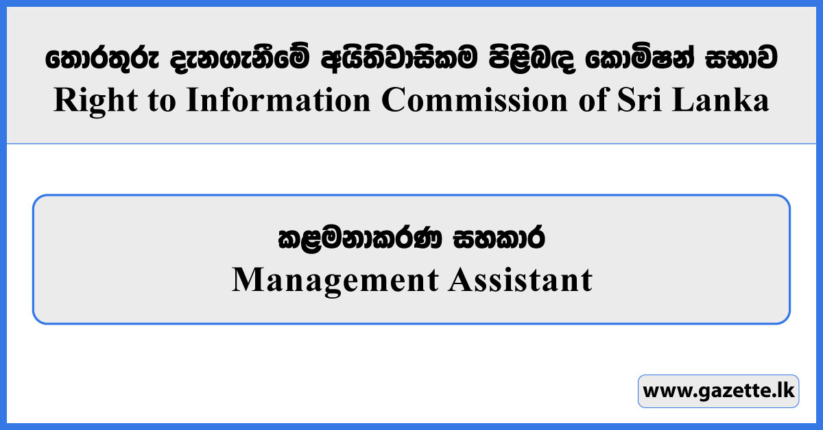 Management Assistant - Right to Information Commission Vacancies 2026
