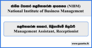 Management Assistant, Receptionist - National Institute of Business Management Vacancies 2025